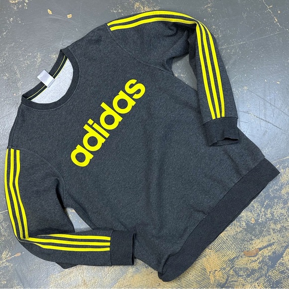 Adidas Originals Pull Over Crew Neck Sweater G69724 Large Grey Yellow - Picture 1 of 7